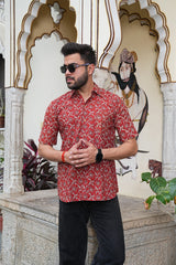 MAROON BLOOM COTTON SHIRT – TIMELESS INDIAN FLORAL