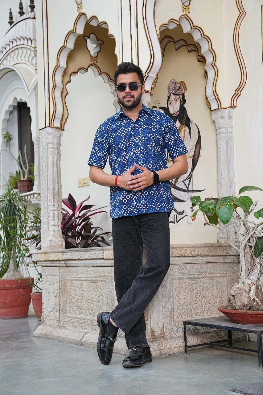 MEN'S HANDCRAFTED INDIGO SHORT SLEEVE SHIRT