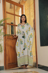 LEMON BLOOM COTTON KAFTAN