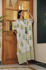 LEMON BLOOM COTTON KAFTAN