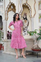 BLUSH BLOOM PINK FLARED DRESS