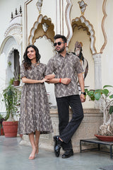 GREY LEAF PRINT COUPLE SET