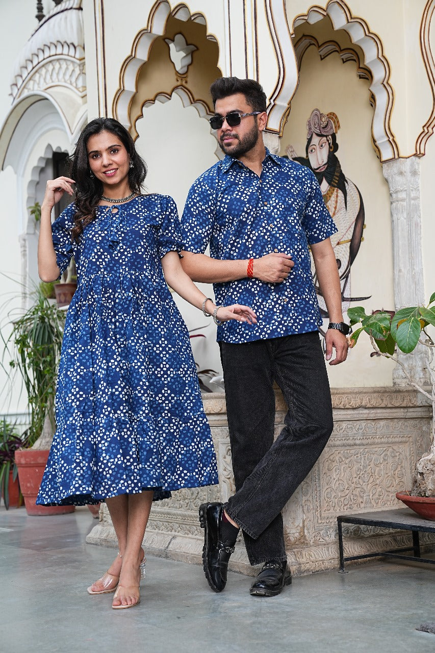 ROYAL BLUE POLKA COUPLE SET