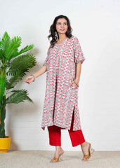 CHANDNI BEL – HAND BLOCK PRINTED OVERSIZE KURTI SET