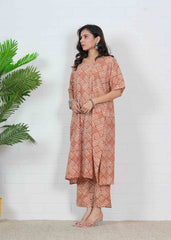 VASTRAVED – GEOMETRIC HAND BLOCK OVERSIZE KURTI SET