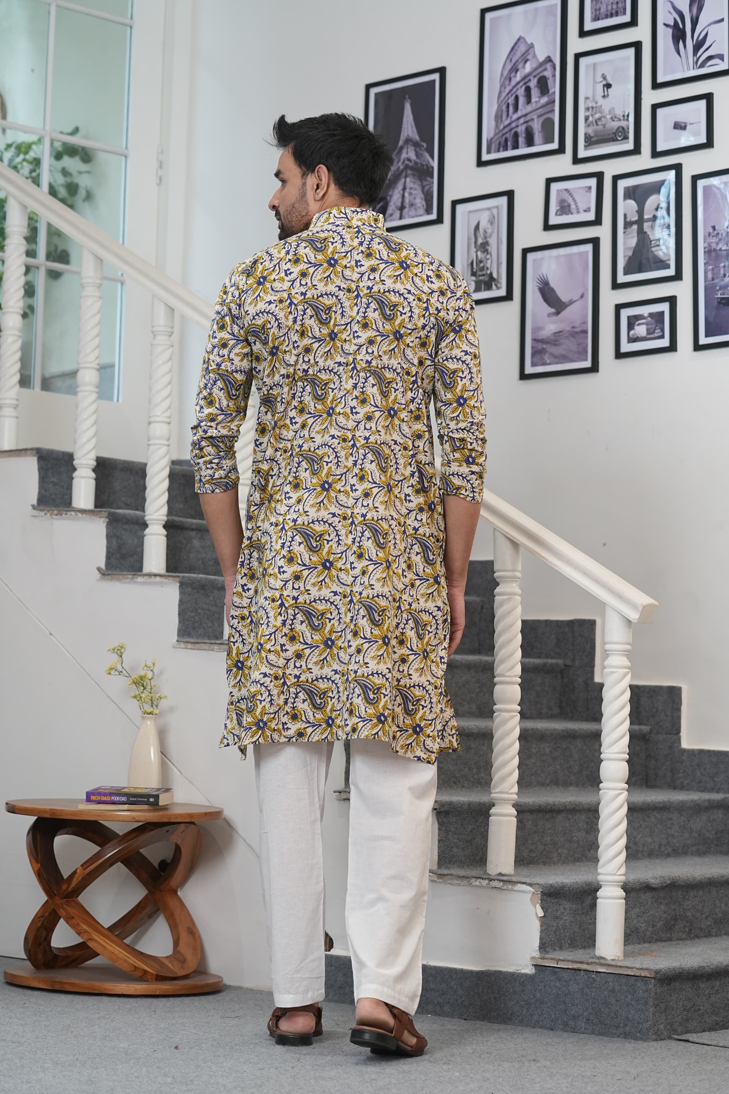 SAFFRON VINE – HAND BLOCK PRINTED MEN’S KURTA