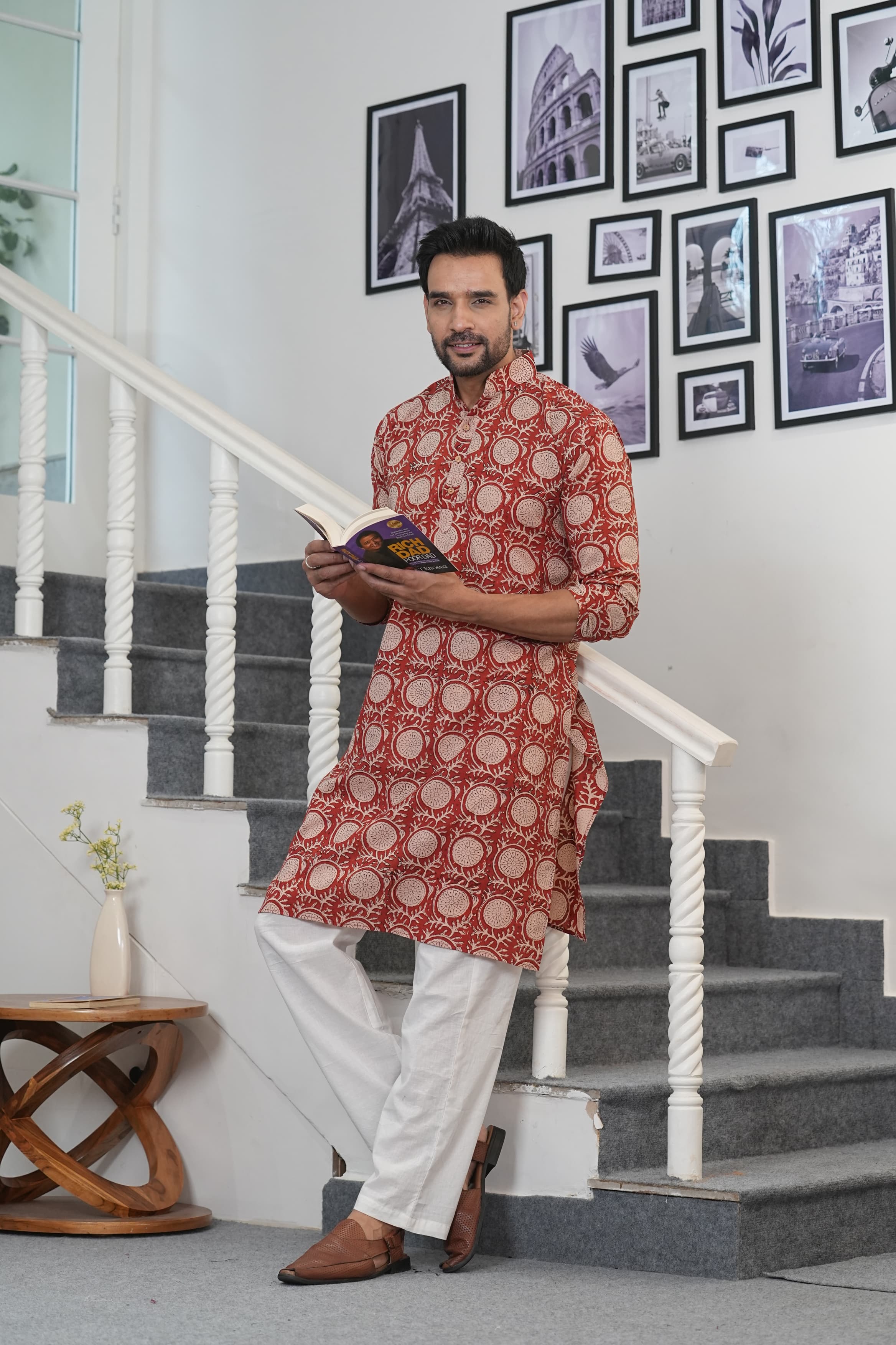 GUL-E-ROOH” – HAND BLOCK PRINTED MEN’S KURTA BY MYURIKA