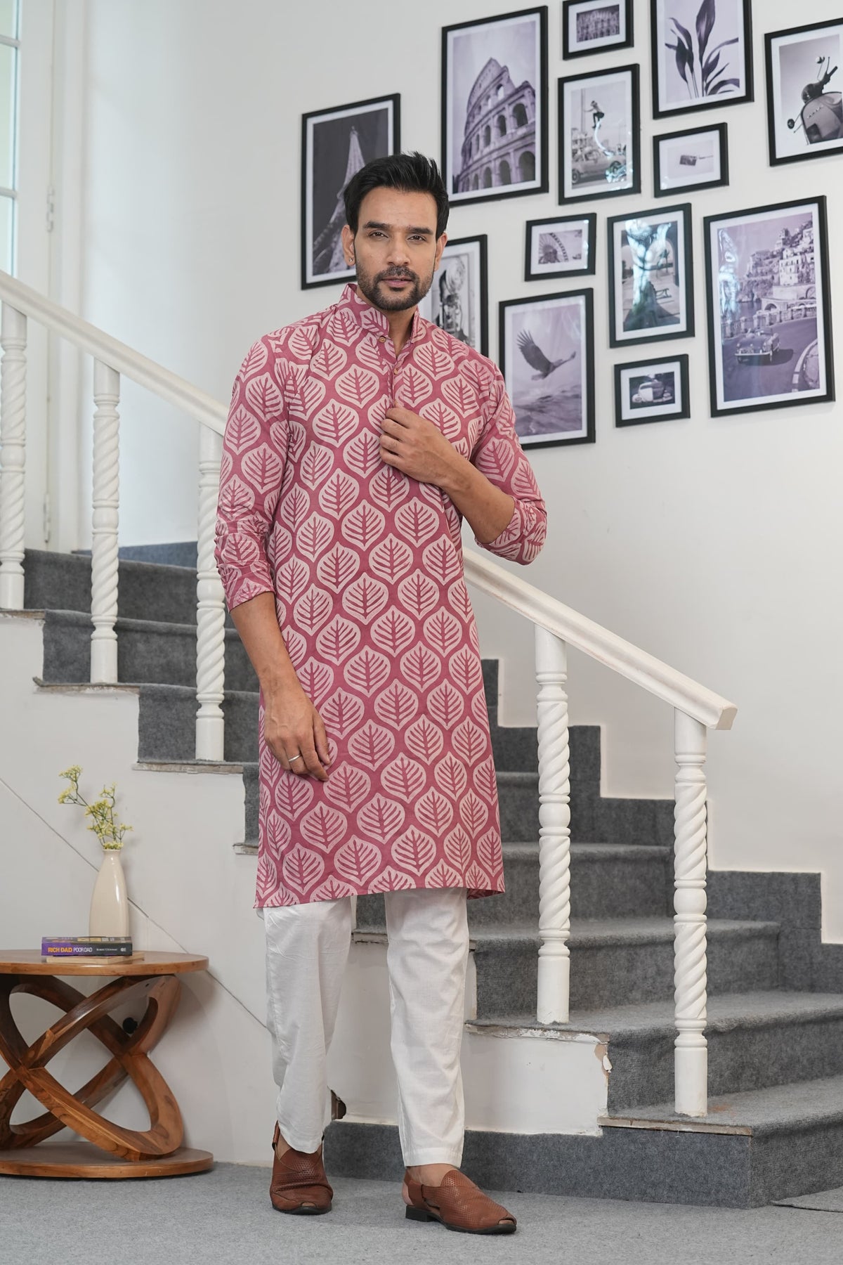 RUSTIC BLOOM – HAND-BLOCK PRINTED COTTON KURTA FOR MEN