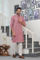 RUSTIC BLOOM – HAND-BLOCK PRINTED COTTON KURTA FOR MEN