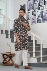 LOTUS LEGACY – HAND BLOCK PRINTED MEN'S COTTON KURTA