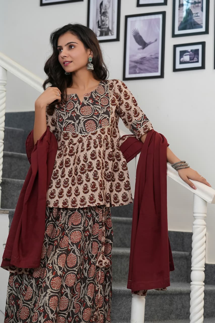RUDRAJA - BAGRU HANDBLOCK PRINTED LEHENGA SET