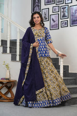NEEL KANIKA HANDBLOCK PRINTED LEHENGA SET