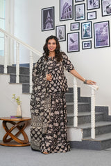 BLACK BAGRU HANDBLOCK PRINTED LEHENGA SET