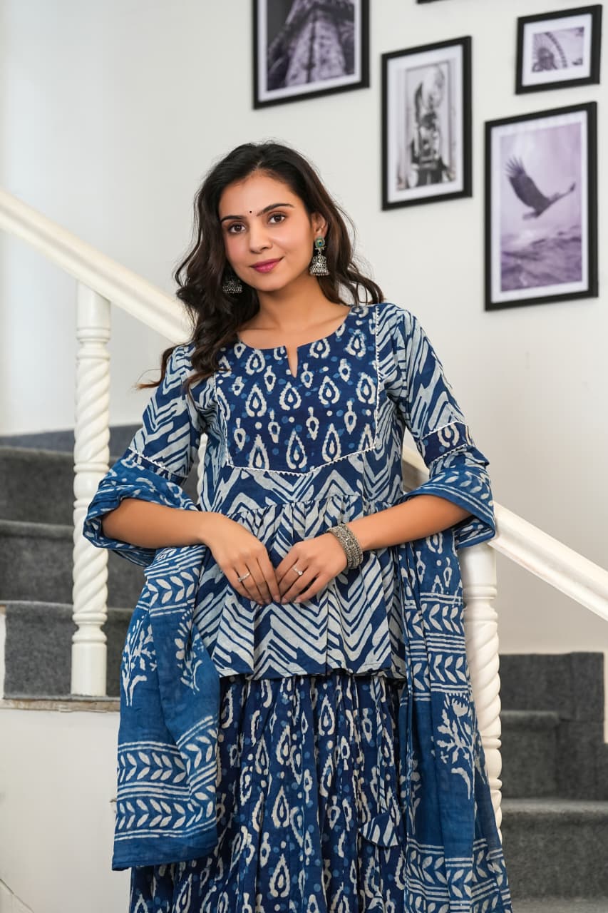 NEELVASTRA HANDBLOCK PRINTED LEHENGA SET