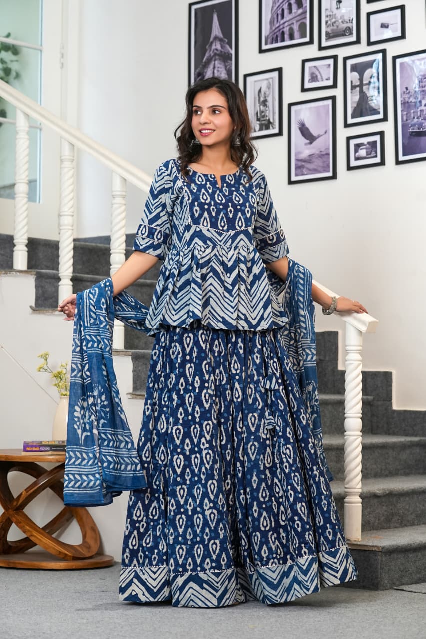 NEELVASTRA HANDBLOCK PRINTED LEHENGA SET
