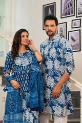 TRADITIONAL INDIGO HANDBLOCK COUPLE SET