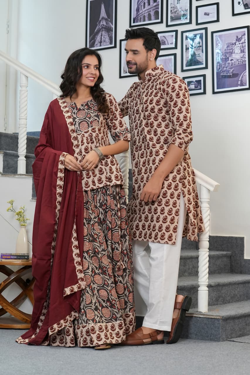 GULRANG - BAGRU HANDBLOCK COUPLE SET