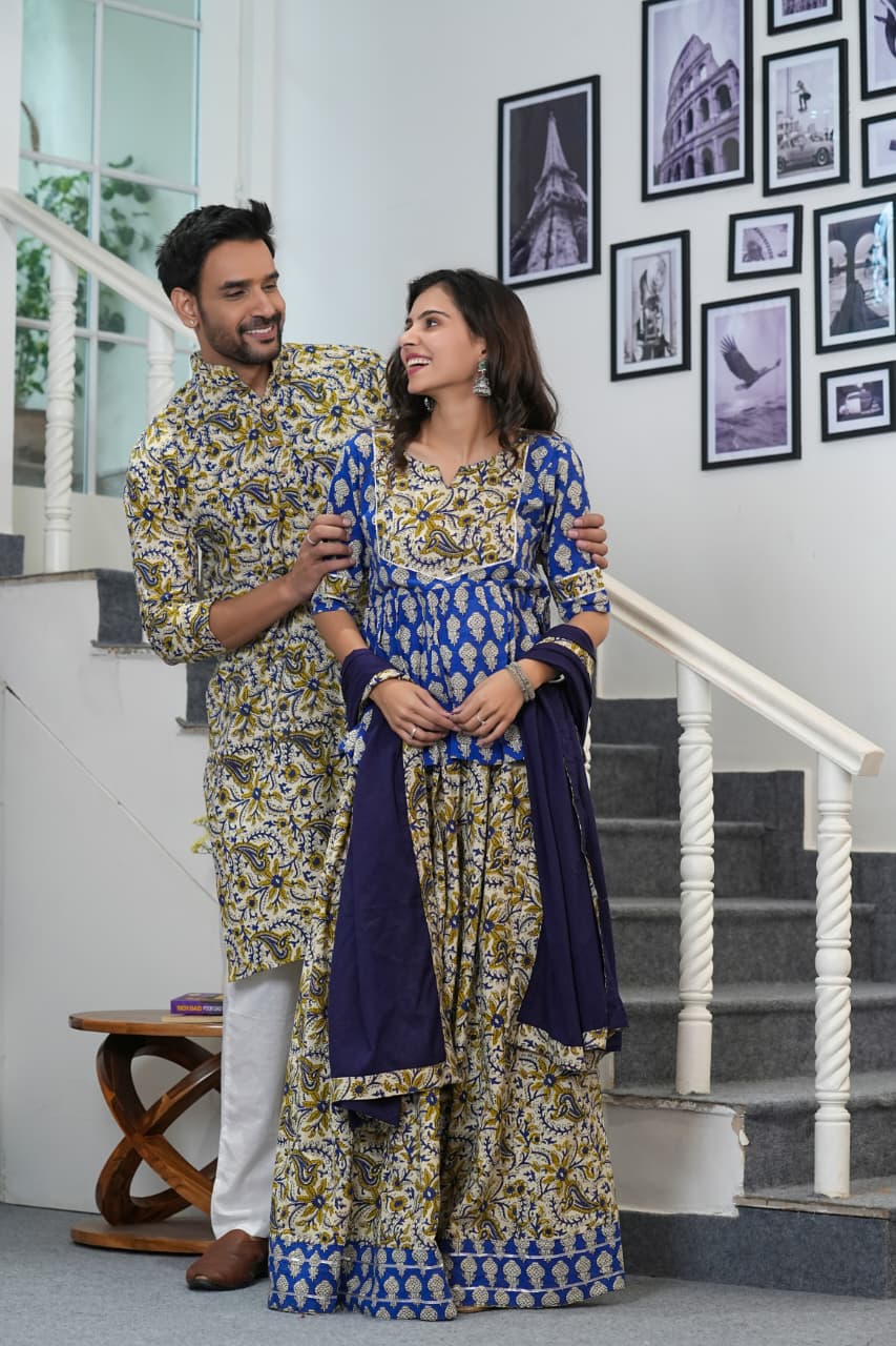 NeelKanth -  Handblock Couple Set