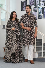 BAGRU RUST BLACK HANDBLOCK PRINTED COUPLE SET