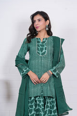 AARANYA – EMERALD GREEN CHARM HAND BLOCK PRINTED LEHENGA SET