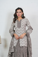 KASHISH GREY HAND BLOCK PRINTED LEHENGA SET