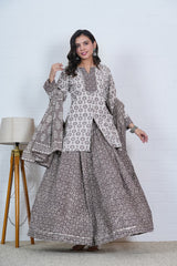 KASHISH GREY HAND BLOCK PRINTED LEHENGA SET