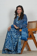 NEELKALAM - HAND BLOCK PRINTED INDIGO LEHENGA SET