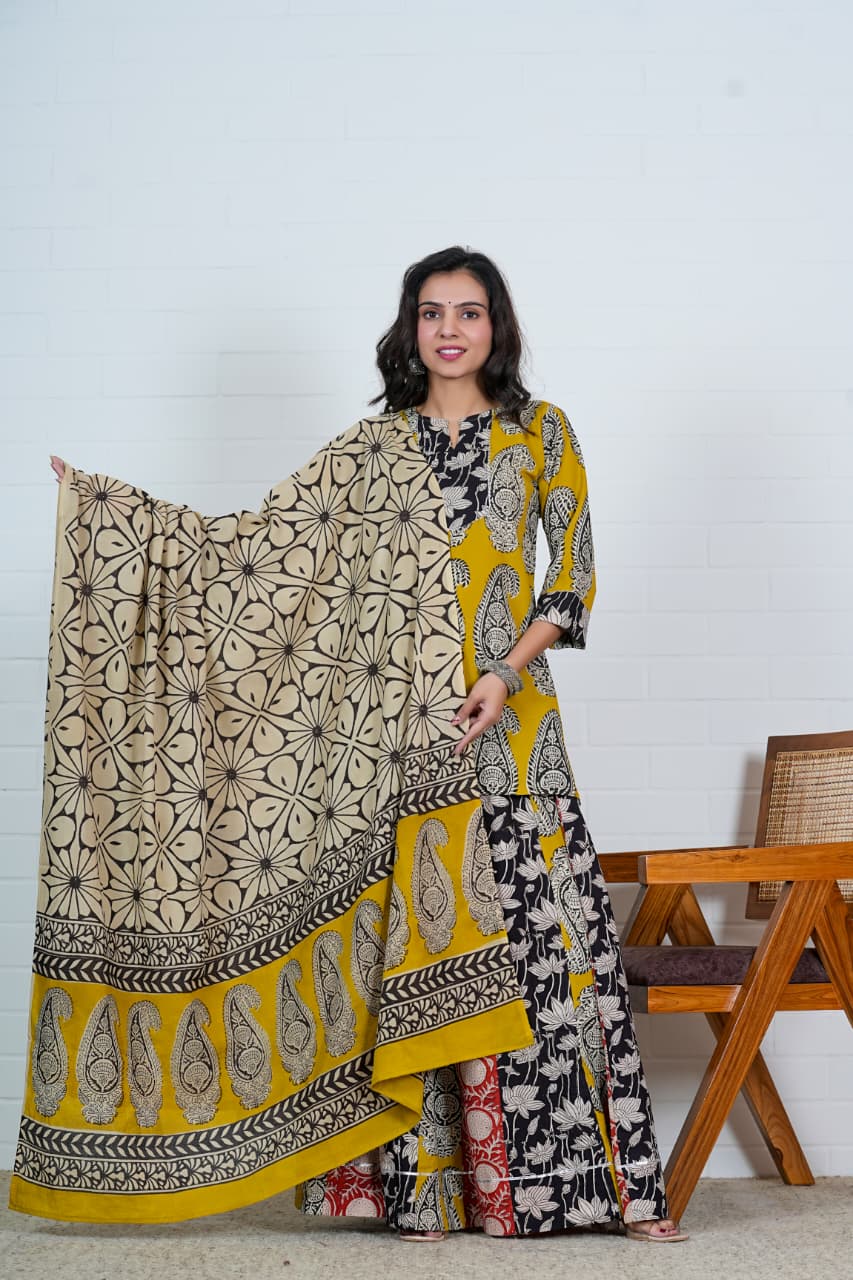 RANGTARA – MULTICOLOR HAND BLOCK PRINTED LEHENGA SET