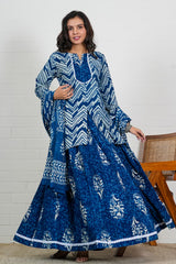 NEELAYA – INDIGO HAND BLOCK PRINTED LEHENGA SET
