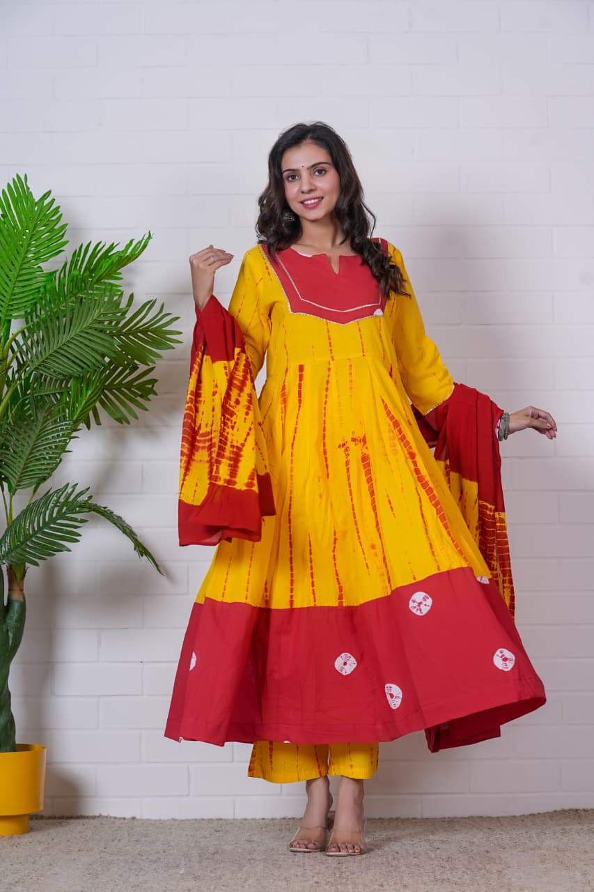 SURYA – BANDHEJ GLOW COTTON ANARKALI SET
