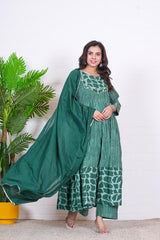 AARVI – EMERALD GREEN HAND BLOCK PRINTED ANARKALI SET