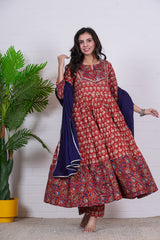 SYAHI BEGER – HAND BLOCK PRINTED ANARKALI SET