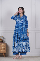INDIRA – INDIGO HAND BLOCK PRINTED ANARKALI DRESS SET