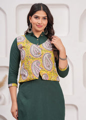 PAHIYA-E-PEHN – WINTER COTTON SLUB KURTI SET WITH HAND BLOCK PRINTED JACKET