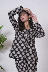 “NOIR ELEGANCE”” HAND BLOCK 3-PIECE JACKET SET