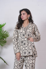 NOIR PETALIA - HAND BLOCK 3-PIECE JACKET SET