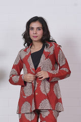 CRIMSON AURA”” HAND BLOCK 3-PIECE JACKET SET