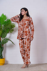 TERRACOTTA MUSE” HAND BLOCK 3-PIECE JACKET SET
