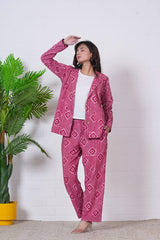 RUBY RHYTHMS” HAND BLOCK 3-PIECE JACKET SET