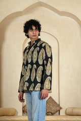 BLACK PAISLEY BLOCK PRINT MEN’S KURTA