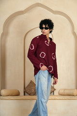 MAROON TIE-DYE CIRCLE MEN’S KURTA