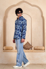 INDIGO PAISLEY BLOCK PRINT MEN’S KURTA