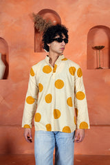 BEIGE POLKA DOT MEN’S KURTA