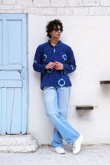 INDIGO TIE-DYE CIRCLE MEN’S KURTA