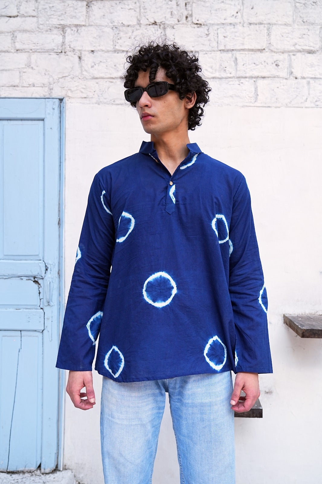 INDIGO TIE-DYE CIRCLE MEN’S KURTA