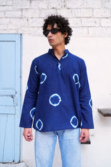 INDIGO TIE-DYE CIRCLE MEN’S KURTA
