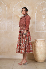 RUST VARNIKA – BLOOM TWIRL DRESS