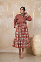 RUST VARNIKA – BLOOM TWIRL DRESS