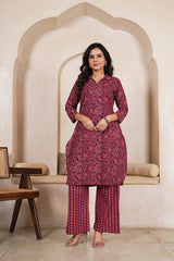 WINE BLOOM STRAIGHT KURTA SET