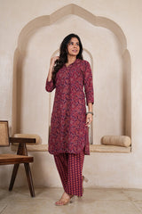 WINE BLOOM STRAIGHT KURTA SET